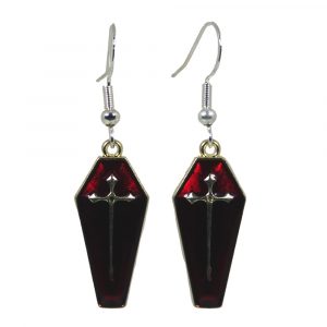 Red and Gold Coffin Earrings